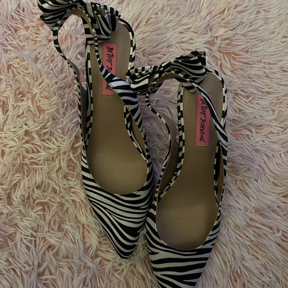 Betsey Johnson Black and White Zebra Heels